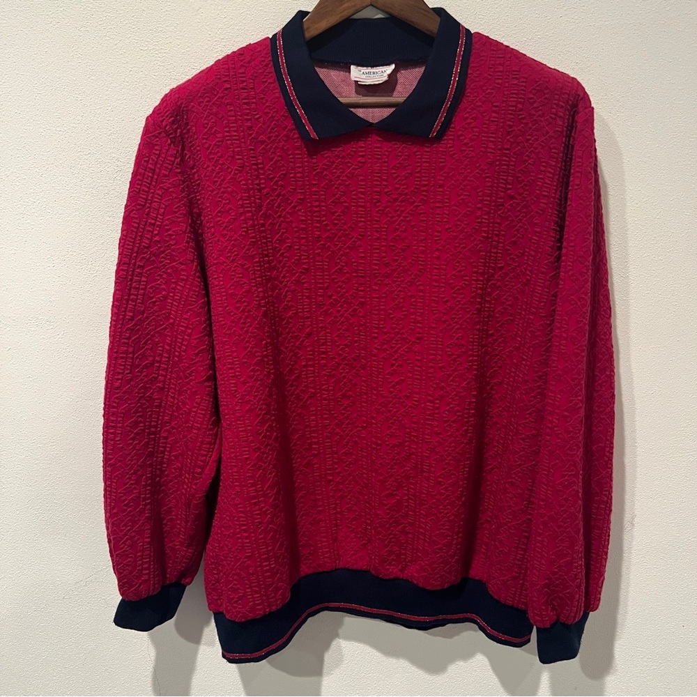 Vintage Raised Geometric Pattern Collared Lightwe… - image 1